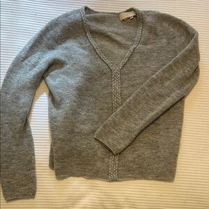 Sezane Heather Gray V-Neck Sweater